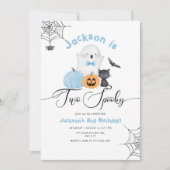 Invitation Deux Éffrayant Halloween bleu 2ème anniversaire ga (Devant)