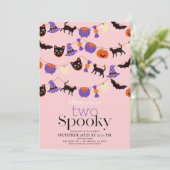 Invitation Deux Éffrayant Halloween rose 2e anniversaire (Debout devant)