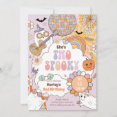 Invitation Deux Éffrayant Retro Halloween fille deuxième anni (Devant)