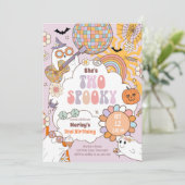 Invitation Deux Éffrayant Retro Halloween fille deuxième anni (Debout devant)