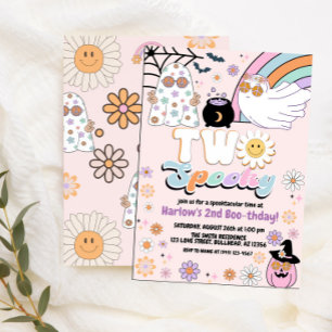 Invitation Deux Éffrayant Super fantôme Hippie Halloween Anni