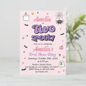 Invitation Deux Éffrayante Halloween Girl 2e Anniversaire Inv (Debout devant)