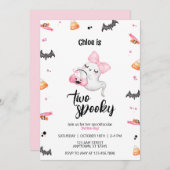 Invitation Deux Éffrayantes fille 2e anniversaire d'Halloween (Devant / Derrière)