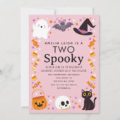 Invitation Deux Éffrayantes filles d'Halloween 2e anniversair (Devant)