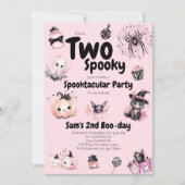 Invitation Deux Éffrayantes filles mignonne rose Halloween 2e (Devant)