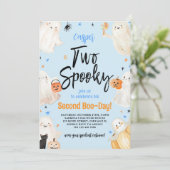 Invitation Deux Éffrayants Blue Halloween Deuxième fête d'ann (Debout devant)