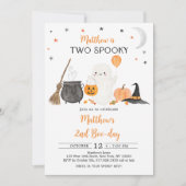 Invitation Deux Éffrayants Citrouille fantôme Halloween 2e an (Devant)