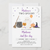 Invitation Deux Éffrayants Citrouille fantôme Halloween 2e an (Devant)