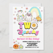 Invitation Deux Éffrayants Fantôme Super Halloween 2e anniver (Devant)