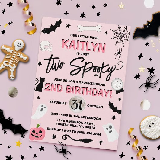 Invitation Deux Éffrayants ! Filles Halloween 2e anniversaire