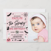 Invitation Deux Éffrayants ! Filles Halloween 2e anniversaire (Devant)