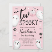 Invitation Deux Éffrayants Ghost Pastel Pink Halloween Annive (Devant)