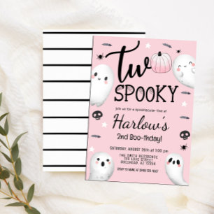 Invitation Deux Éffrayants Ghost Pastel Pink Halloween Annive