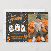 Invitation Deux Éffrayants Halloween Cute Ghost 2e anniversai (Devant)