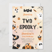Invitation Deux Éffrayants Halloween mignonne Fête d'Annivers (Devant)
