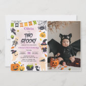 Invitation Deux Éffrayants Halloween mignonne Fête d'Annivers (Devant)