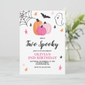 Invitation Deux Éffrayants Halloween rose 2e Anniversaire Inv (Debout devant)