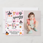 Invitation Deux Éffrayants Halloween rose mignon Fantôme 2e a (Devant)