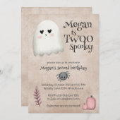 Invitation Deux Éffrayants Kawaii Ghost Halloween Anniversair (Devant / Derrière)