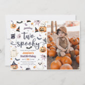 Invitation Deux Éffrayants mignonette Halloween Ghost 2e Anni (Devant)