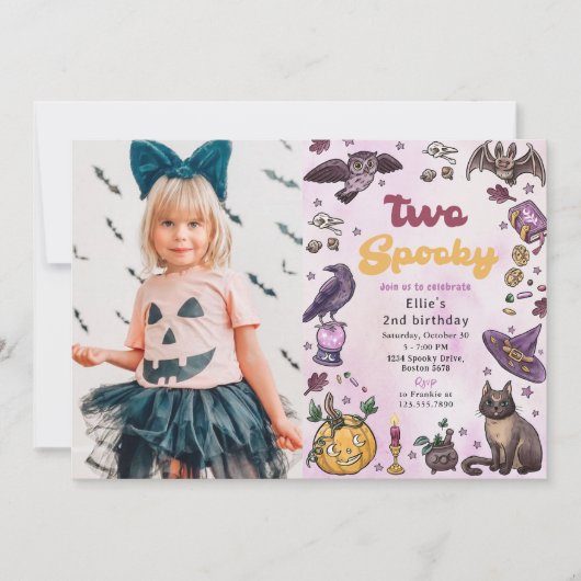 Invitation Deux Éffrayants mignons Halloween 2e anniversaire (Devant)
