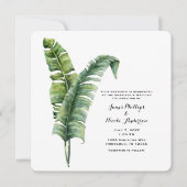 Invitation Deux élégants Palm Feuilles Tropical Simple Mariag (Devant)