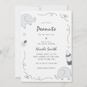 Invitation Deux éléphants à Baby shower-mains tirés (Devant)