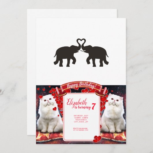 Invitation Deux éléphants aiment les silhouettes (Devant / Derrière)