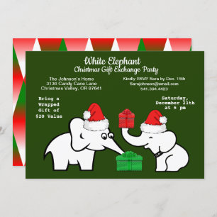 Invitation Deux éléphants blancs Motif de diamants de Noël