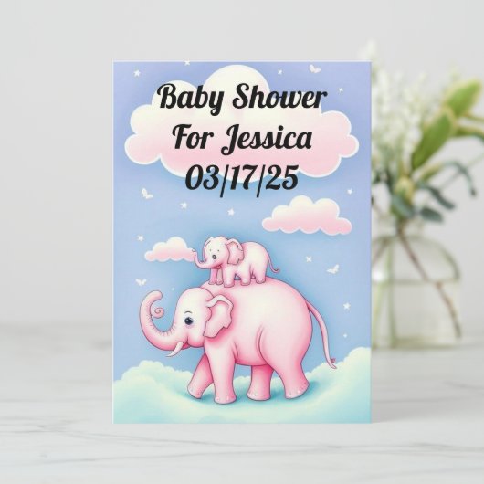 Invitation Deux Eléphants mignons (Debout devant)