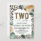 Invitation Deux Empreintes de léopard sauvages Jungle Anniver (Devant)