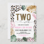 Invitation Deux Empreintes de léopard sauvages Jungle Anniver (Devant)