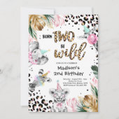 Invitation Deux Empreintes de léopard sauvages Safari Animaux (Devant)