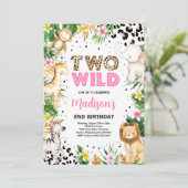 Invitation Deux Empreintes de léopard sauvages Safari Animaux (Debout devant)