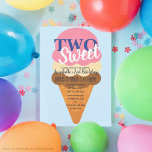 Invitation Deux enfants de crème glacée douce deuxième annive<br><div class="desc">Célébrez la journée spéciale de votre sucré avec ce design Second Sweet Ice Cream Kids Second Birthday. Design dispose d'un grand cône de crème glacée contre un arrière - plan bleu clair. L'inverse est un motif de Crèmes glacées. Page de couverture Fausse fournie par Freepik.com</div>