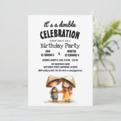 Invitation Deux Enfants Oriental East Asia Double Anniversair (Debout devant)