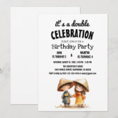 Invitation Deux Enfants Oriental East Asia Double Anniversair (Devant / Derrière)