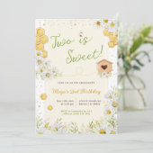 Invitation Deux est Sweet Bumblebee Deuxième fête d'anniversa (Debout devant)