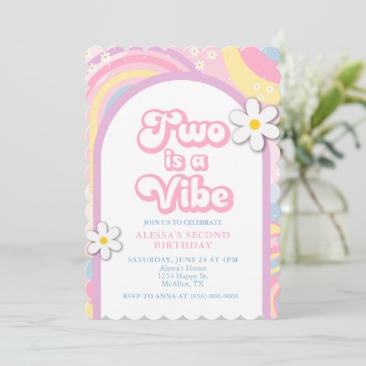 Invitation Deux est une ambiance Groovy, couleurs pastel fill (Debout devant)
