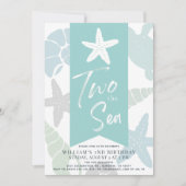 Invitation Deux étoiles de mer Turquoise 2e anniversaire (Devant)