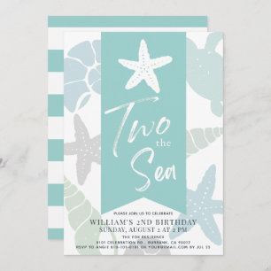 Invitation Deux étoiles de mer Turquoise 2e anniversaire