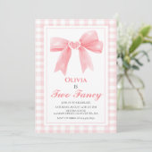 Invitation Deux Fancy Pink Bow précoce Coquette 2e anniversai (Debout devant)