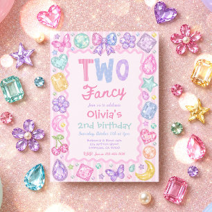 Invitation Deux Fantaisies Bijou Gemme Anniversaire 2 Ans