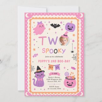 Invitation Deux fantômes de Halloween mignons et effrayants p