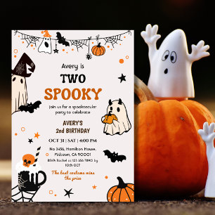 Invitation Deux Fantômes Drôles d'Anniversaire Halloween Mign