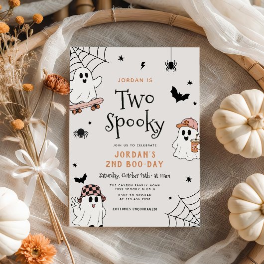 Invitation Deux fantômes effrayants d'Halloween pour un 2e an