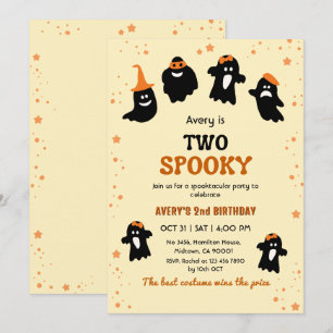 Invitation Deux fantômes fantaisistes mignons d'anniversaire 