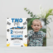 Invitation Deux Fast 2 Curieux Photo Bleue (Debout devant)