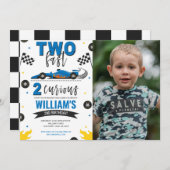 Invitation Deux Fast 2 Curieux Photo Bleue (Devant / Derrière)