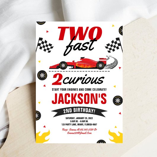 Invitation Deux Fast 2 Curieux Race Car 2e Anniversaire